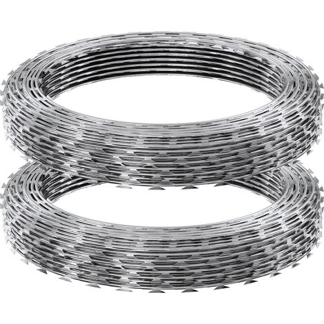 Mophorn-Stacheldraht, 30 m langer Stacheldraht. 2 Rollen Stacheldraht für Zäune und Umzäunungen. Stacheldrahtband, verzinkt. Ideal für den Garten.