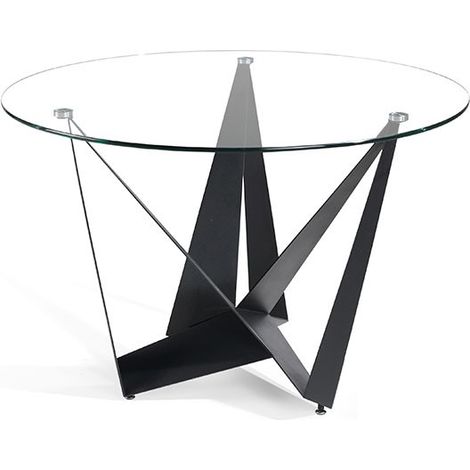 MOMMA HOME Mesa de comedor cristal transparente circular, Modelo Bayo, Medidas Ø 120 x 76H cm (1/5)