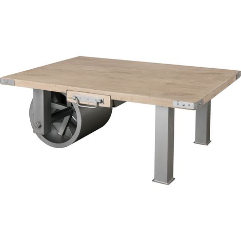 Table basse 110x80 Manguier laqué blanchi RAILWAY 305