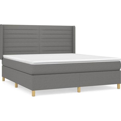 Maison Exclusive - Giroletto a Molle con Materasso Grigio Scuro 160x200 cm Tessuto (1/5)