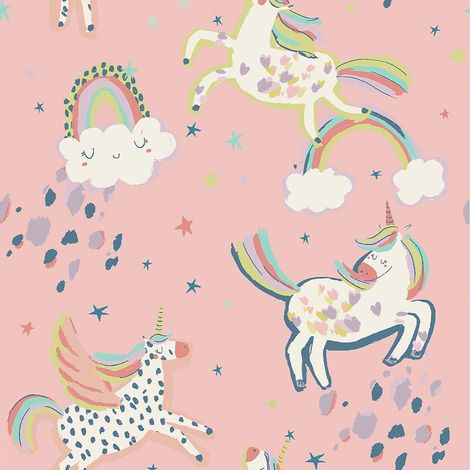 Next PARTY UNICORN Rosa Vliestapete 10mx52cm (1/5)