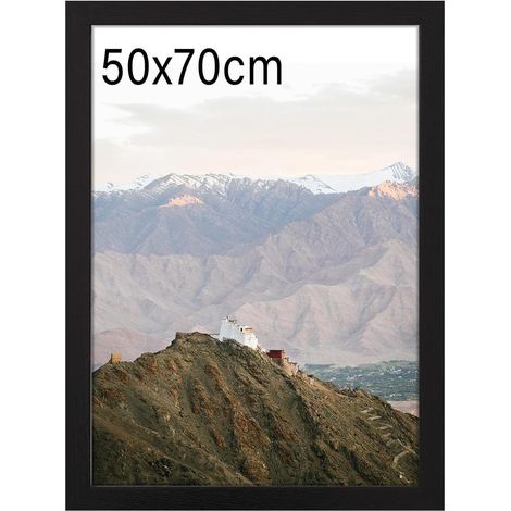 Bilderrahmen 50x70 cm Holz Passepartout Schwarz 1x [50x70 cm] (1/5)