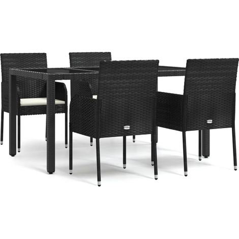 Maison Exclusive - 5-tlg. Garten-Essgruppe mit Kissen Schwarz Pol (1/5)