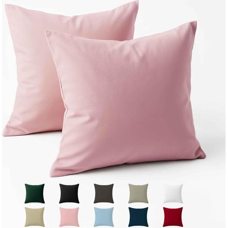 Taie Oreiller 65x65 Coton Renforcé Set de 2 Rose Tissage serré de 57 Fils/cm² Taie Oreiller 65 x 65 cm (1/5)