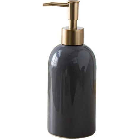 Distributeur de savon en céramique vide (gris), flacon pompe portable rechargeable pour désinfectant pour les mains, contenant réutilisable et multi-usages (1/5)