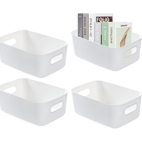 Set of 4 plastic storage boxes, 19 x 13.5 x 7.5 cm – Stain and odor resistant – Stackable for optimized storage (1/5)