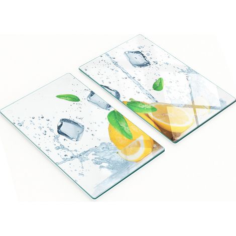 Tablas de vidrio duraderas y elegantes con dise帽o de cubitos de hielo de lim贸n, 2x30x52 cm.
