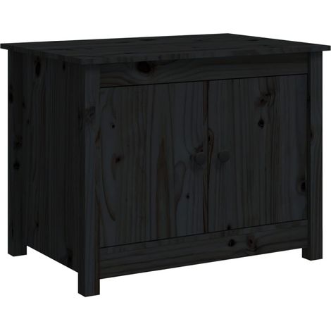 Maison Exclusive - Couchtisch Schwarz 71x49x55 cm Massivholz Kief