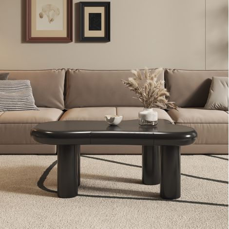 Tavolino basso a forma di nuvola con LED 16 colori, cassetto, MDF nero 98 x 65,5 x 40 cm HAVRYA (1/5)