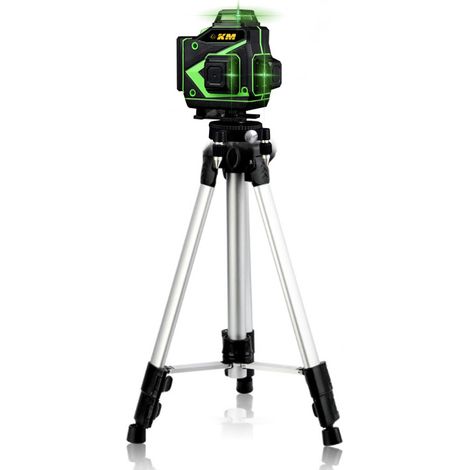 3D-Laser-Nivelliergerät mit 12 Linien, Messbereich 10–30 m, inklusive Nivelliergerät, Drehsockel, Wandhalterung, 1,2 m Stativ, Netzteil, Tragetasche und Bedienungsanleitung. (1/5)