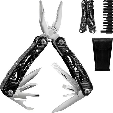 HOXILEELEO - Pince Multifonction, [25 en 1+Fournir un Sac Portatif] Pince Multi-outils, 25 Fonctionsl, Multitools en Acier Inoxydabl (1/5)