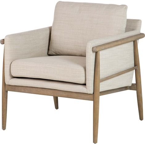 Beigefarbener Sessel aus Eschenholz, 77 x 74 x 72 cm (1/5)