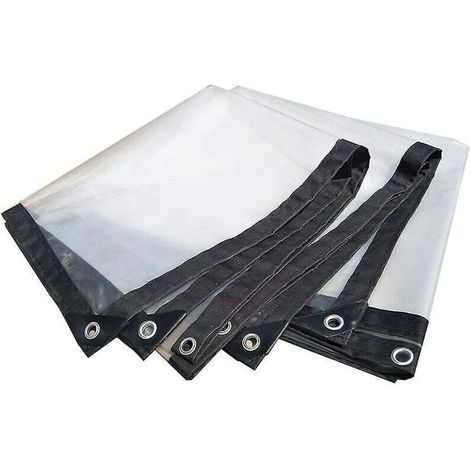 (3x6m) Clear Tarpaulin with Eyelets - Large Outdoor Tarp, Sunproof, Waterproof, Weatherproof, Suitable for Garden Furniture, Swimming Pools