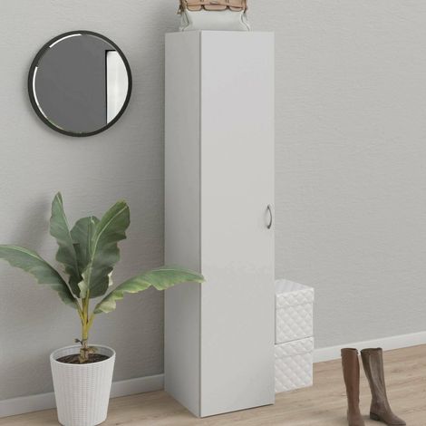Armoire à une porte avec trois étagères internes, couleur blanche, Dimensions 39 x 175 x 41 cm (1/5)