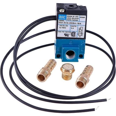 KLVGTIFS PU - Ensemble électrovanne MAC 1/8" 35a-aca-ddba-1ba avec silencieux en laiton Dc12v Shytmv (1/5)
