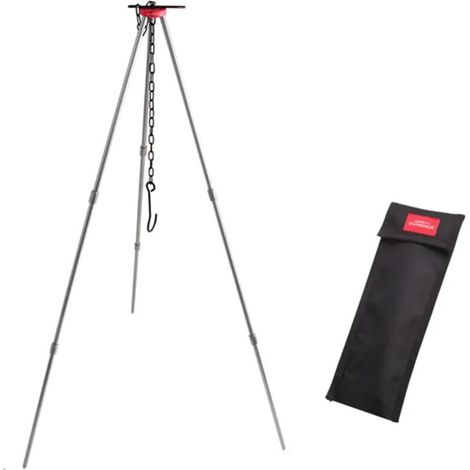 Trépied de camping pour feu de camp, support triangulaire portable, cadre de feu de camp pour pique-nique, support pour casserole suspendue, réchaud de camping portable (1/5)