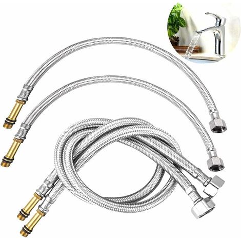 Tuyau De Raccordement En Acier Inoxydable - 50 Cm - Pour Robinet Évier - Lot De 4 (1/5)