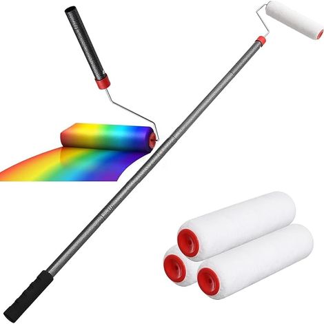 Rouleau à Peinture, 121cm 2 en 1 Kit de Rouleaux à Peinture avec Perche Télescopique Réglable, Kit de Peinture en Acier Inoxydable Adapté à Peinture Murale, Peinture, Décoration (1/5)
