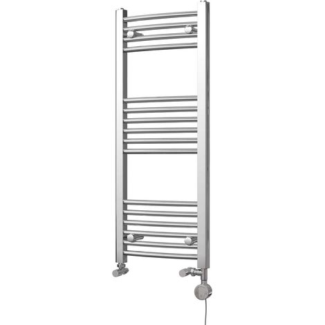 Zennor - Chrome Dual Fuel Towel Rail H1000mm x W400mm Thermostatic - Curved (1/3)