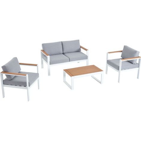 Salotto da giardino basso 4 posti in alluminio bianco MARINGO
