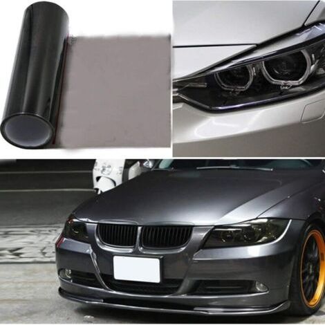 Pair 2Pcs 30X120Cm Car Headlight Tinting Film Sticker, Taillights Fog Light Vinyl Wrap Film, 90% Transparency (Black) (1/5)