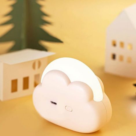 Veilleuse - Nuage - Rechargeable USB - Intensité Réglable Monobouton - Pour Chambre Enfant - 1 Pièce (1/5)