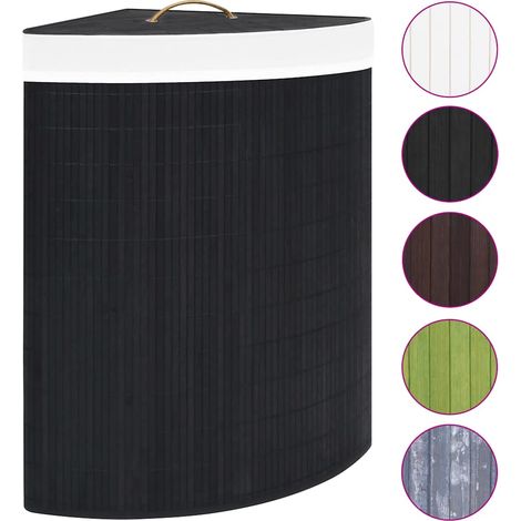 Maison Exclusive - Eck-Wäschekorb Bambus Schwarz 60 L (1/5)