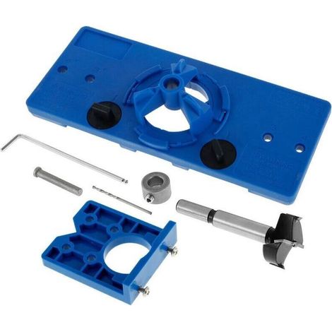 Plantilla de perforación de 35 mm para bisagras ocultas – Broca Forstner de 35 mm – Tope de profundidad ajustable – Instalación precisa de bisagras ocultas