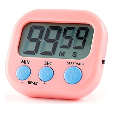Minuterie de cuisine magnétique, cuisson, minuterie d'apprentissage, alarme sonore et compte à rebours avec écran LCD Rose (1/5)