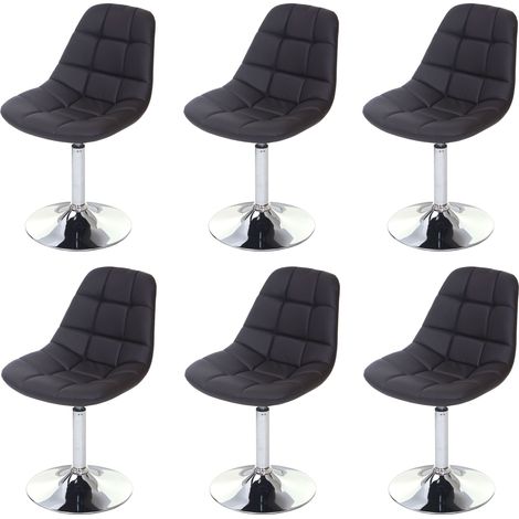 6x chaise de salle à manger Cascina, fauteuil pitovante, chrome, similicuir marron (1/5)