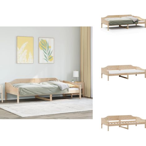 Massivholzbett ohne Matratze 90x200 Kiefernholz - Massivholzbette - Kiefernholzbette - Holzbetten - Modernes Bett - Schlichtes Bett (1/5)