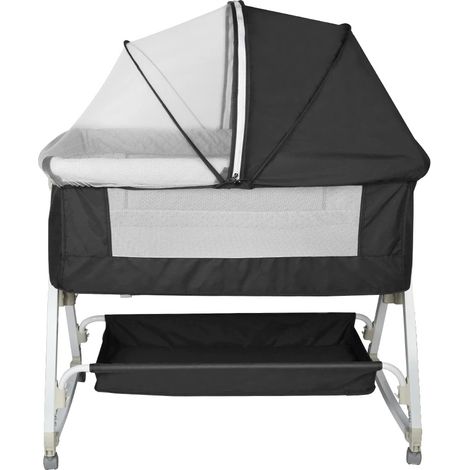Co-Sleeping Kinderbett, verstellbare Höhe, bequeme Matratze, schwarz (1/2)