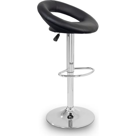 Aga Tabouret de bar noir, hauteur réglable, assisse rembourrée, pivotant, dossier en forme d'anneau MR2036 (1/5)