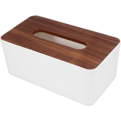 Boîte à Mouchoirs Rectangulaire en Bois de Noyer Couvercle Distributeur de Serviettes en Papier pour Salon Bureau et Chambre Rangement Élégant et Pratique (1/5)