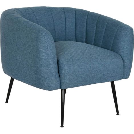 Fauteuil bleu élégant en polyester avec pieds dorés - Bleu azur avec touches dorées (1/5)