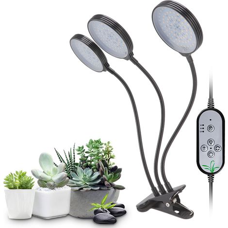 45W LED-Pflanzenlampe mit 3 aufsteckbaren Köpfen, USB-betrieben, für den Anbau von Sukkulenten in Innenräumen. (1/5)
