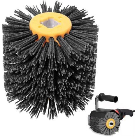 Brosse en nylon, grain 80, brosse de polissage, rouleau abrasif, manchons abrasifs, pour ponceuse, rouleau de satin, brosse en nylon, embouts de ponçage pour le polissage (gris) (1/5)