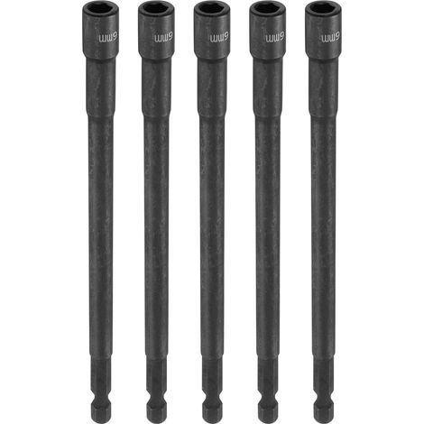 5Pcs Douille Visseuse A Choc 6mm douille à 6 pans L 5,91" (150mm) (1/5)