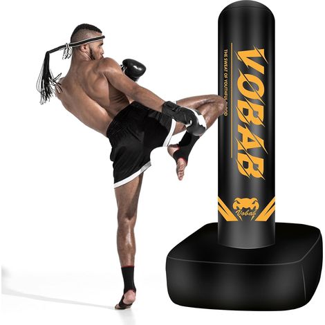Sac de frappe de boxe sur pied de 175 cm de hauteur, conçu pour l'entraînement des hommes en MMA, Muay Thaï et fitness – Idéal pour le kickboxing gonflable, équipement de boxe essentiel (1/5)
