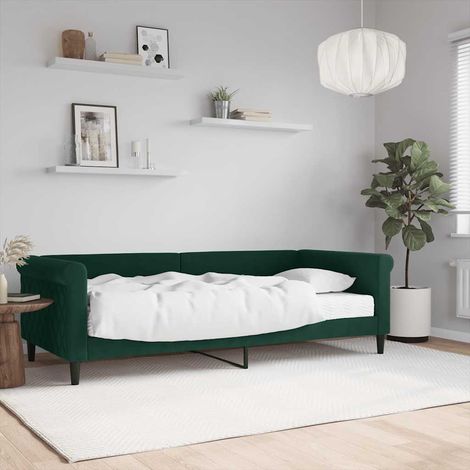 Sofá cama con colchón terciopelo verde oscuro 90x200 cm (1/5)