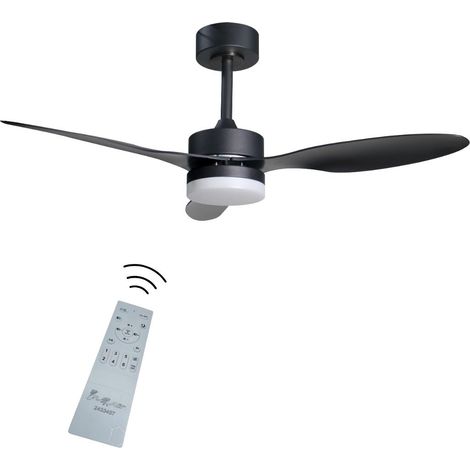 Ventilatore da soffitto nero con luce LED dimmerabile e motore a corrente continua – 6 velocità