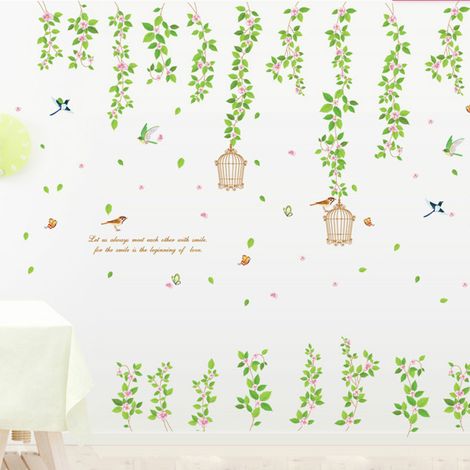 Autocollant Muraux Feuille Verte,Sticker Mural Nature Feuilles Trop (1/2)