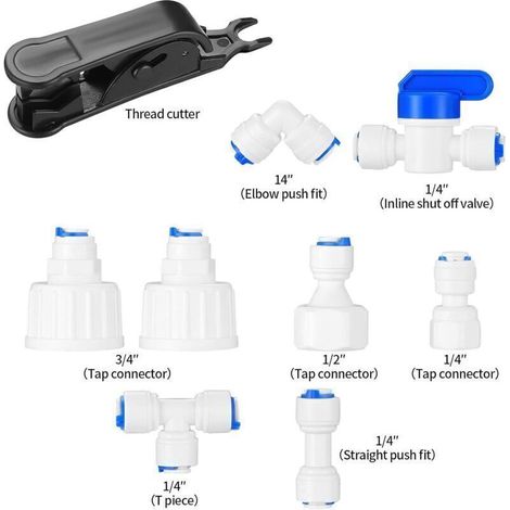 20 m Universal-Wasserrohr-Anschlussset, Wasserzulaufschlauch-Anschluss für Umkehrosmose-Kühlschränke, Wasserfilter-Anschluss (1/4", 1/2", 3/4") (1/5)