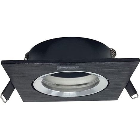 Incasso per faretto orientabile in metallo nero e acciaio lucido luce illuminazione portafaretto (1/4)