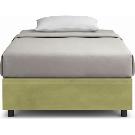 Letto Singolo Contenitore Imbottito 80x190 cm Microfibra Tè Verde BoxMax (1/5)