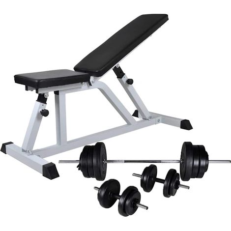 Banc de musculation réglable avec jeu d’haltères et poids 60,5 kg en acier - PANGIVO (1/5)