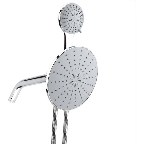 Raccord à trois voies de style américain, support de collecteur, ensemble de pommeau de douche, bras de douche de 6 pouces, ensemble de 5 pièces, pommeau de douche à double tête, chromé. (1/5)