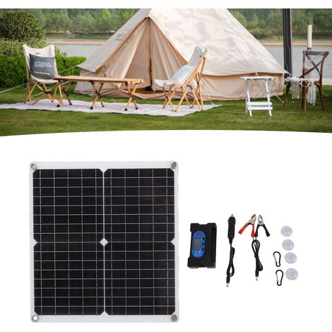 Conjunto de controlador de carga solar de silicio monocristalino de 25 W y 10 A con regulador para lámparas y herramientas. (1/5)