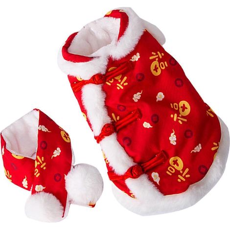 Costume de Nouvel An pour chien avec écharpe, combinaison douce pour chien et chiot, idéal pour les fêtes de fin d'année. (1/4)