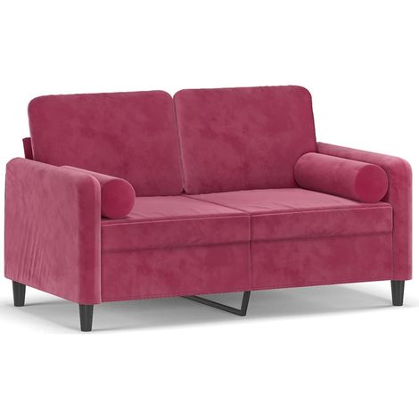 Canapé 2 places,Sofa pour Salon,Banquette avec oreillers bordeaux 120 cm velours CFW876314 (1/5)